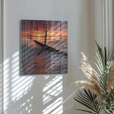 Quadrato orologio in vetro decorativo Piatto del mare