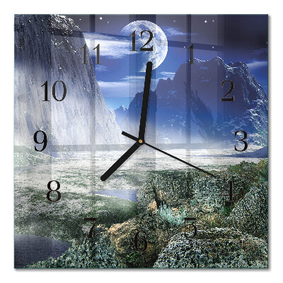 Quadrato orologio da parete Montagne luna