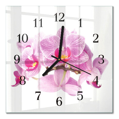 Quadrato orologio da parete Orchidee