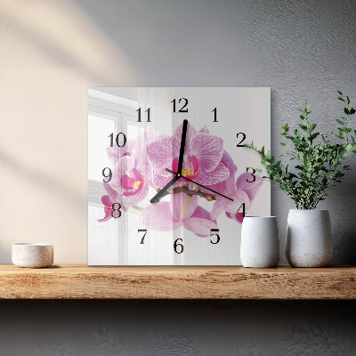 Quadrato orologio da parete Orchidee
