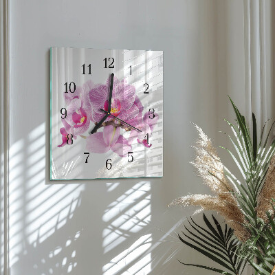 Quadrato orologio da parete Orchidee