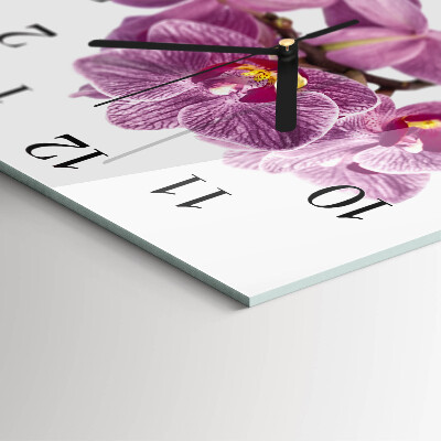 Quadrato orologio da parete Orchidee