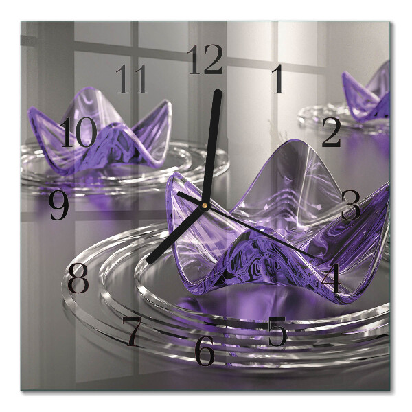 Quadrato orologio da parete Fiori di vetro