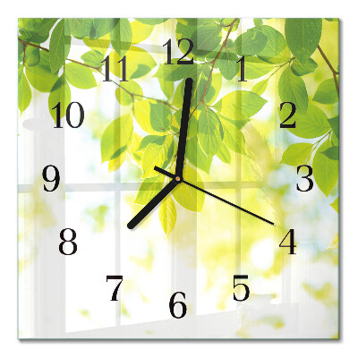 Quadrato orologio in vetro decorativo Foglie