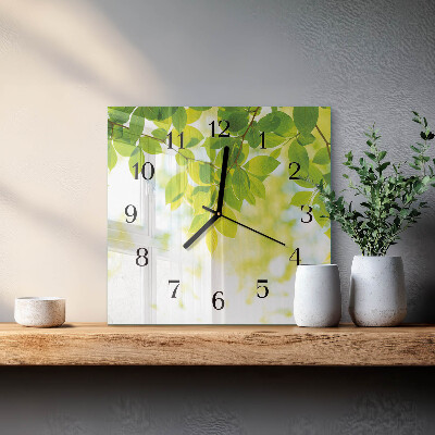 Quadrato orologio in vetro decorativo Foglie