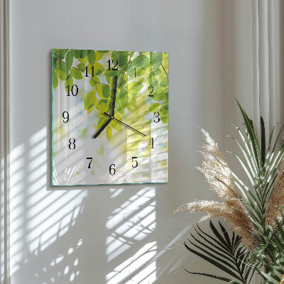 Quadrato orologio in vetro decorativo Foglie