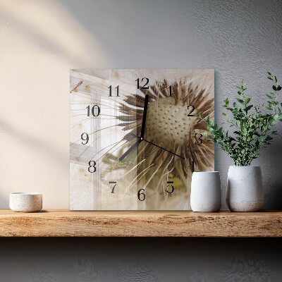 Quadrato orologio in vetro decorativo Dente di leone