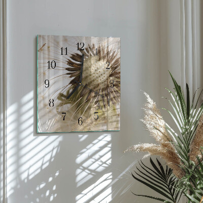 Quadrato orologio in vetro decorativo Dente di leone