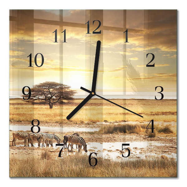 Quadrato orologio in vetro decorativo Zebre