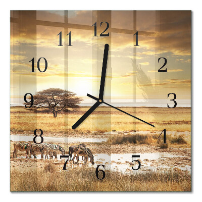 Quadrato orologio in vetro decorativo Zebre
