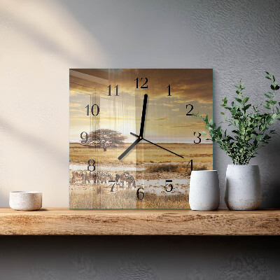 Quadrato orologio in vetro decorativo Zebre