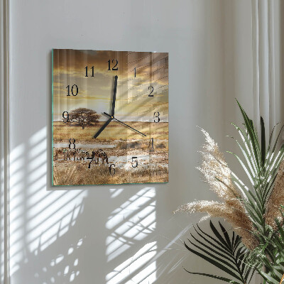 Quadrato orologio in vetro decorativo Zebre