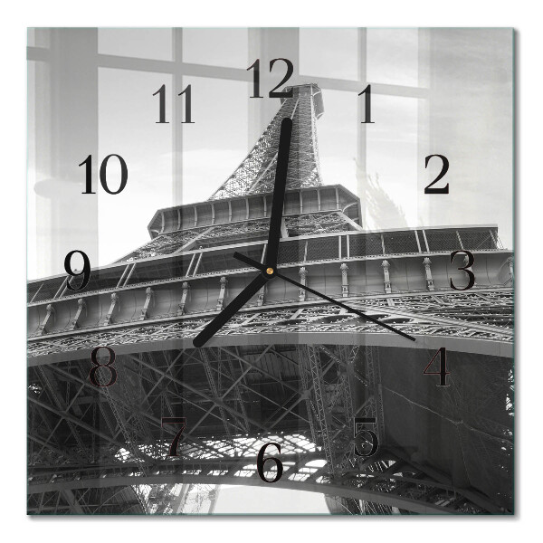 Quadrato orologio in vetro decorativo Torre Eiffel Parigi