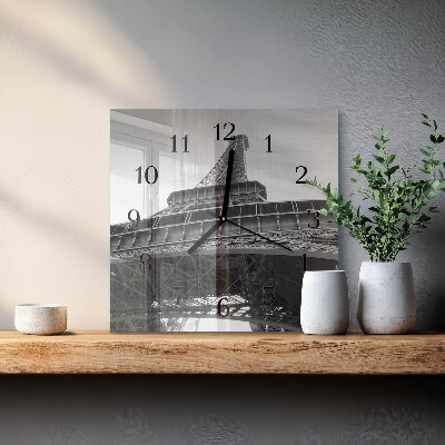 Quadrato orologio in vetro decorativo Torre Eiffel Parigi