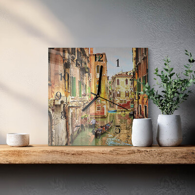 Quadrato orologio in vetro decorativo Barca veneziana