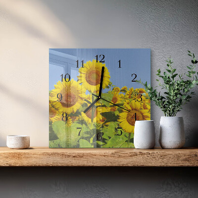 Quadrato orologio in vetro decorativo Girasoli