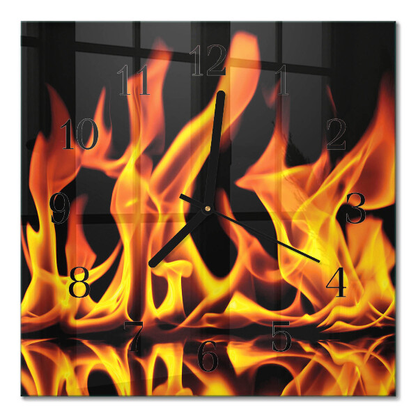 Quadrato orologio in vetro decorativo Fuoco