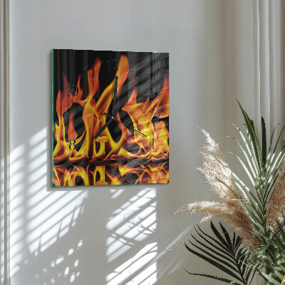 Quadrato orologio in vetro decorativo Fuoco