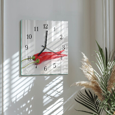 Quadrato orologio da parete Peperoncini