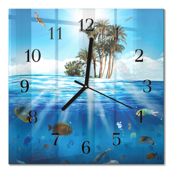Quadrato orologio in vetro decorativo Isola dei Pesci