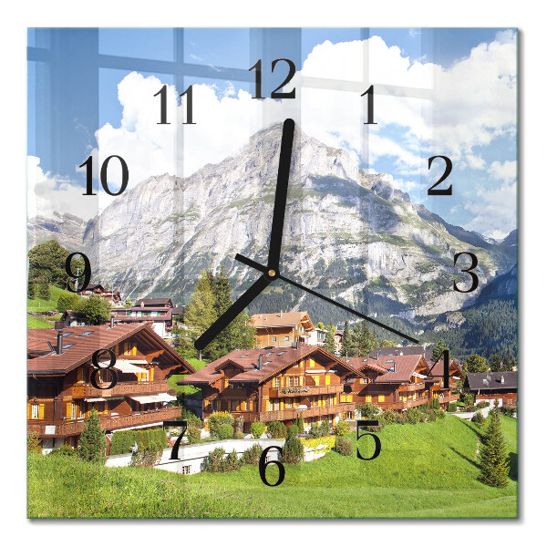 Quadrato orologio in vetro decorativo Montagne