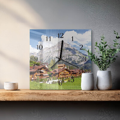 Quadrato orologio in vetro decorativo Montagne