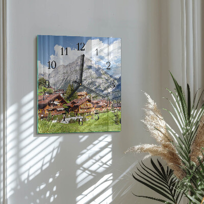 Quadrato orologio in vetro decorativo Montagne