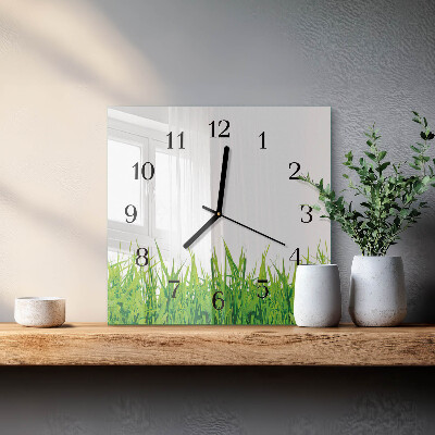 Quadrato orologio in vetro decorativo Erba