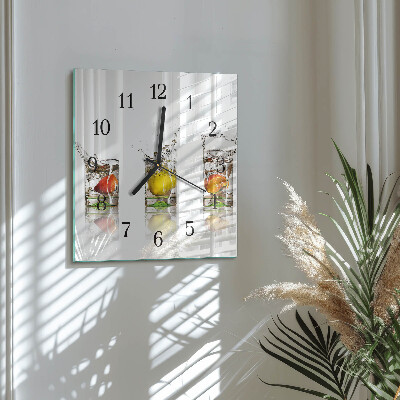 Quadrato orologio da parete Coppette di frutta