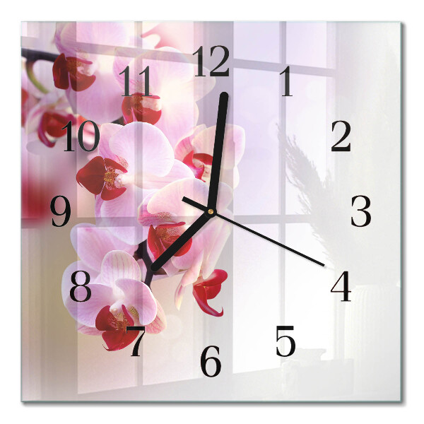 Orologio quadrato in vetro Orchidea