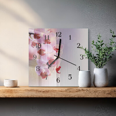 Orologio quadrato in vetro Orchidea