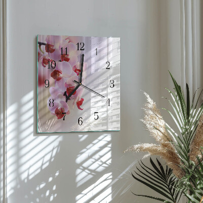 Orologio quadrato in vetro Orchidea