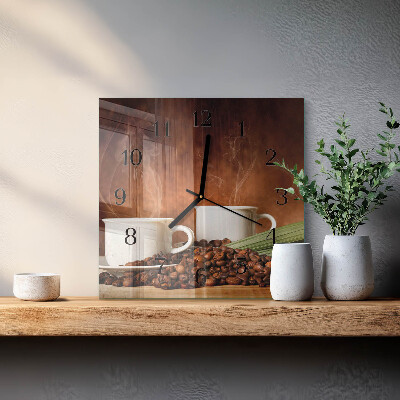 Quadrato orologio in vetro decorativo Tazze di caffè