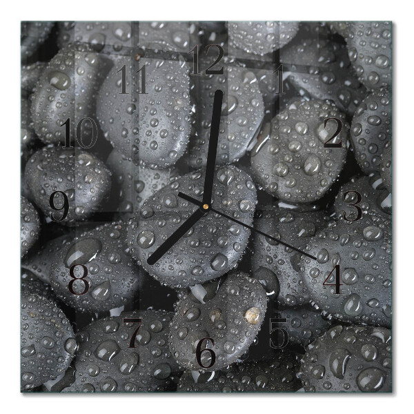 Quadrato orologio in vetro decorativo Acqua di pietre