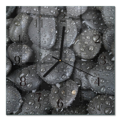 Quadrato orologio in vetro decorativo Acqua di pietre