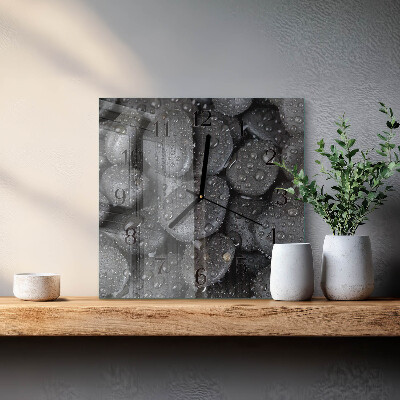 Quadrato orologio in vetro decorativo Acqua di pietre