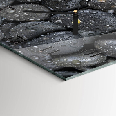 Quadrato orologio in vetro decorativo Acqua di pietre