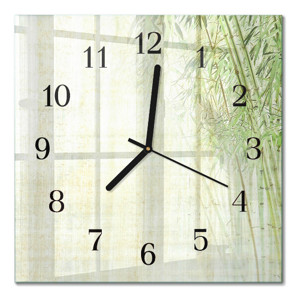 Quadrato orologio in vetro decorativo Bambù