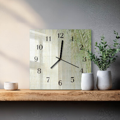 Quadrato orologio in vetro decorativo Bambù