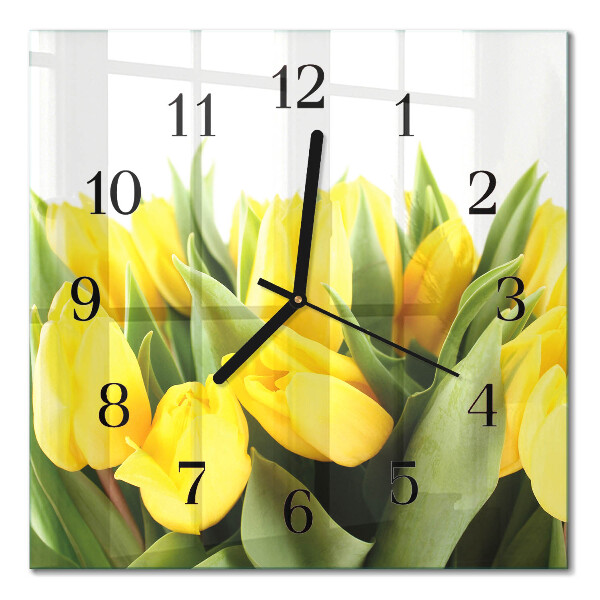 Orologio quadrato in vetro Tulipani