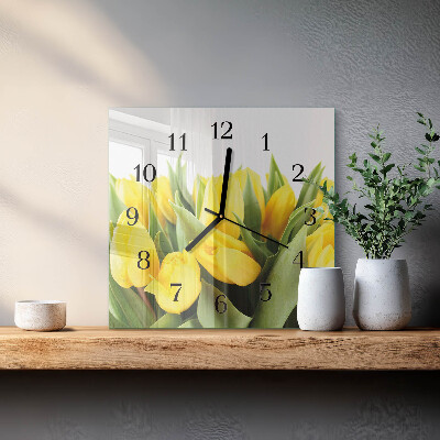 Orologio quadrato in vetro Tulipani