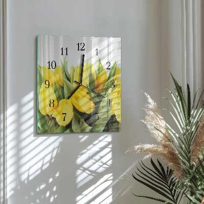 Orologio quadrato in vetro Tulipani