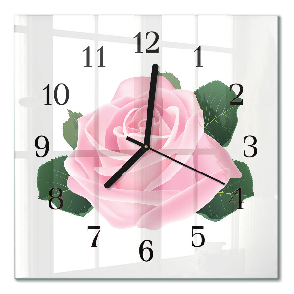 Quadrato orologio in vetro decorativo Rosa