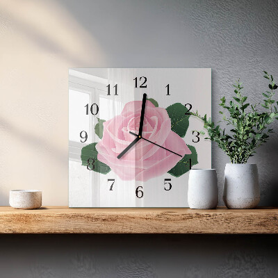 Quadrato orologio in vetro decorativo Rosa