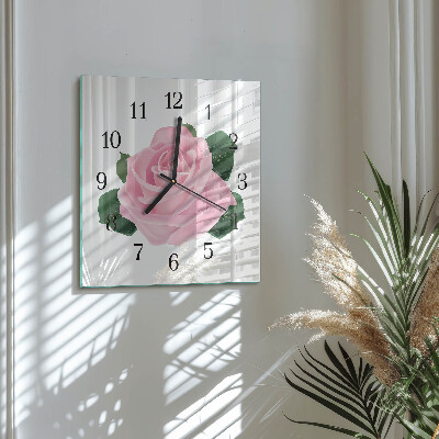 Quadrato orologio in vetro decorativo Rosa