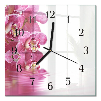 Orologio quadrato in vetro Orchidea