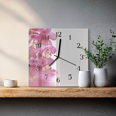 Orologio quadrato in vetro Orchidea