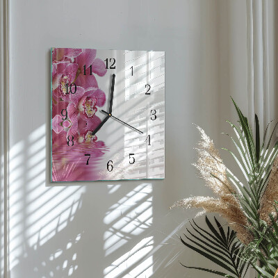 Orologio quadrato in vetro Orchidea