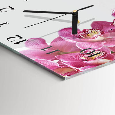 Orologio quadrato in vetro Orchidea