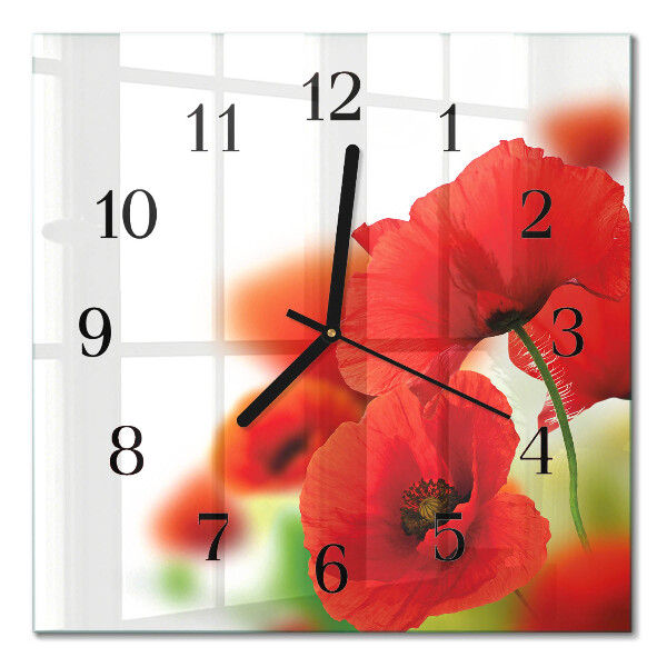 Quadrato orologio in vetro decorativo Papaveri